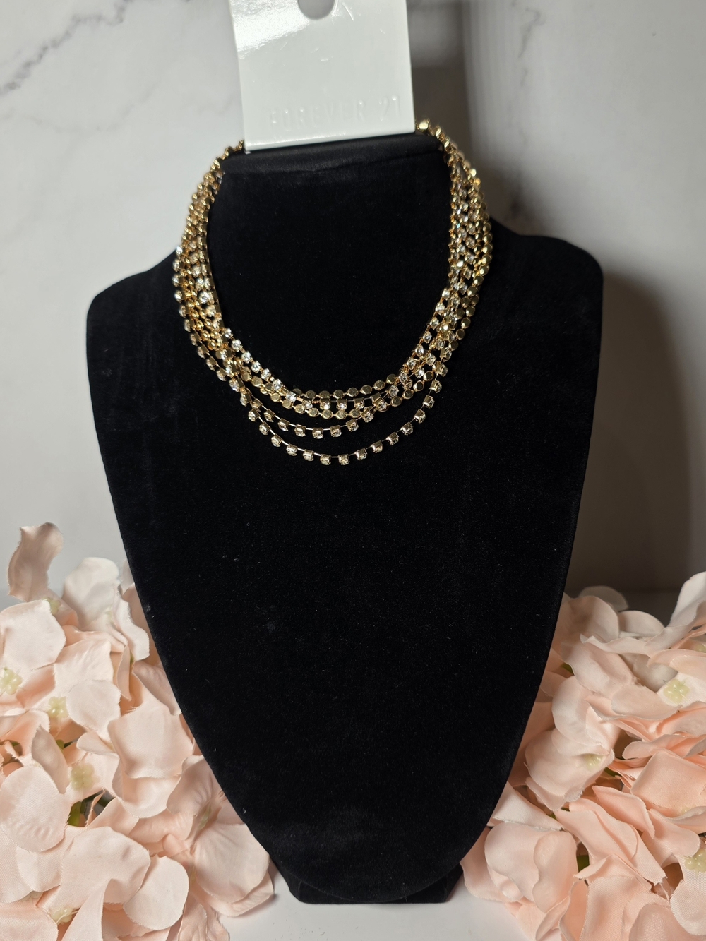 Forever 21 - Gold Layered Crystal Chain Necklace